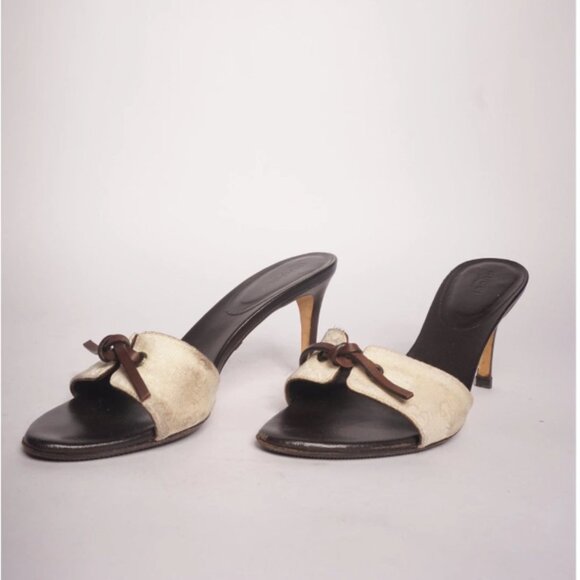 GUCCI Canvas Mules with leather bow - 8.5 - Picture 1 of 7